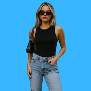 🖤 Dynamite “Sabina” Jet Black Muscle Sculpt Bodysuit (Size P/S)